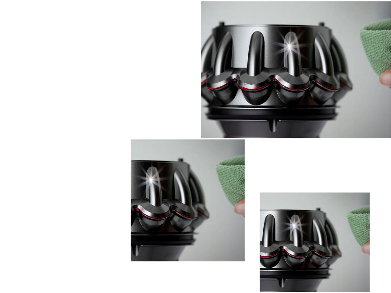 The cyclones on a Dyson cordless vacuum cleaner.